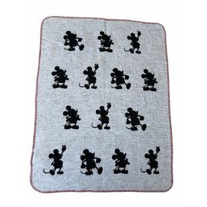 Pottery Barn Disney Mickey Mouse Baby Blanket Reversible Gray Black 30 x 40